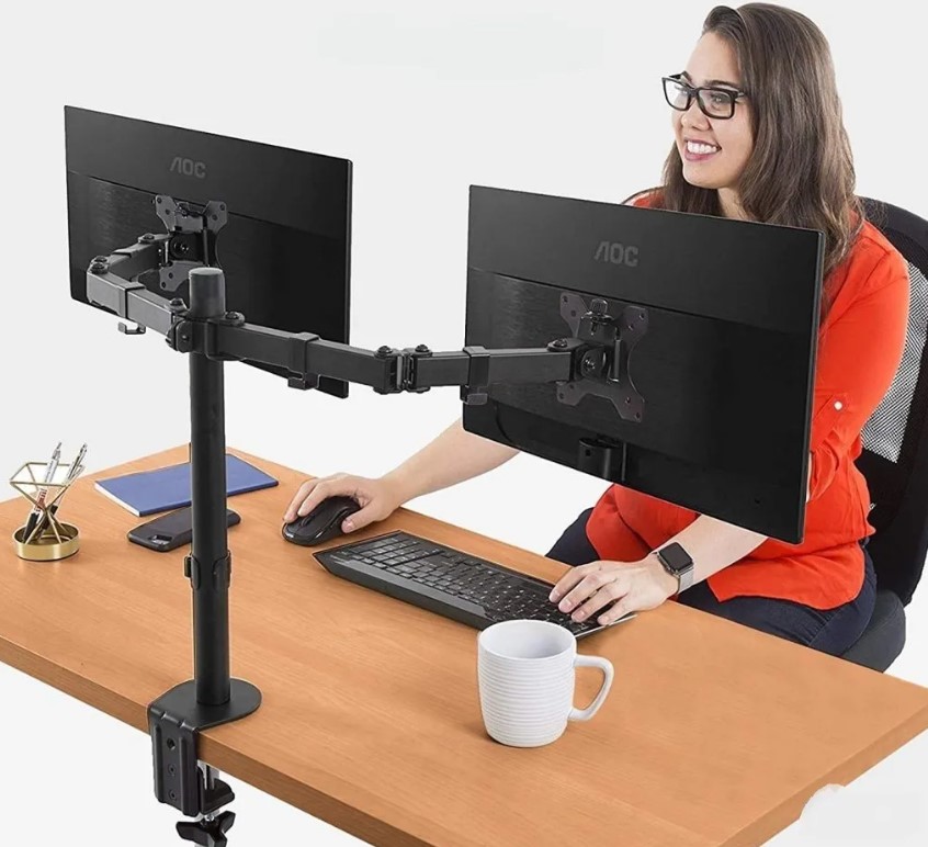 NETMAK NM-ST18 SOPORTE DOBLE MONITOR 10&quot; A 30&quot; MOVIL AGARRE C