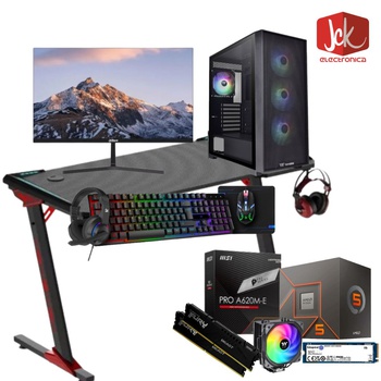 [9860] PC GAMER ARMADA AM5 RYZEN 5 8500G MOTHER A620M-E 32GB RAM M.2 1TB COOLERS RGB FUENTE 750W 80+ BRONZE + COMBO 4 EN 1 + JOYSTICK + MONITOR + ESCRITORIO GAMER + SISTEMA Y JUEGOS!