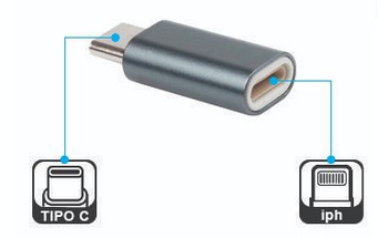 [9865] ADAPTADOR USB TIPO C MACHO A APPLE LIGHTNING HEMBRA ALTERNATIVO