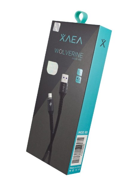XAEA CABLE USB MOD95 WOLVERINE - XAEA - USB A TIPO C - 4.4 AMP - NEGRO