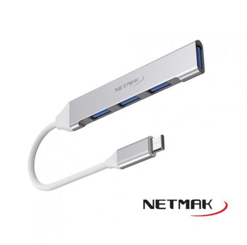 [9993] NETMAK NM-AC09 HUB USB TIPO C A 3 PUERTOS USB 2.0 +1 USB 3.0
