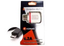 KOSMO - CARGADOR VIAJERO MICRO USB TURBO 2 PUERTOS USB 4.2A 3 DISPOSITIVOS