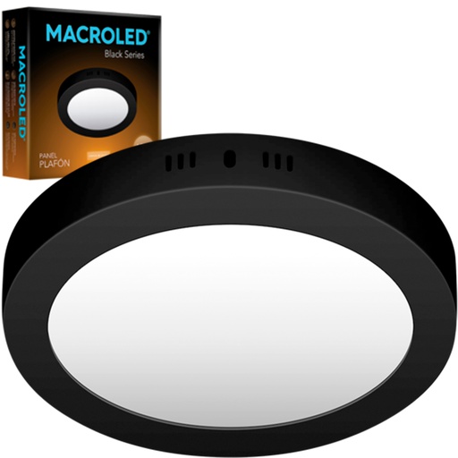[9096] MACROLED NPR12WW - PLAFON LED APLICAR CIRCULAR NEGRO 12W CALIDO 3000K