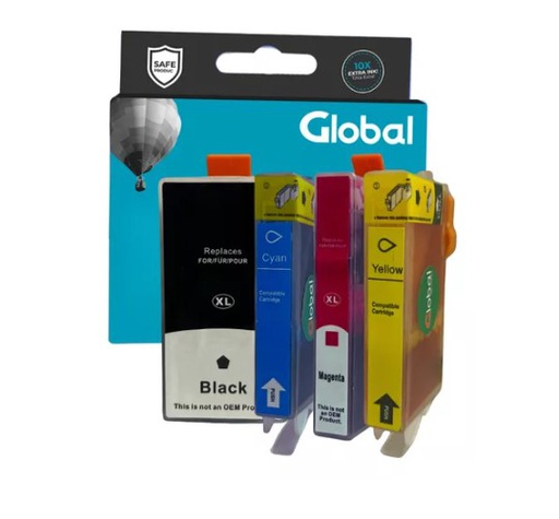 [9689] GLOBAL CARTUCHO COMPATIBLE HP XL 564 XL PACK X 4 NEGRO COLORES