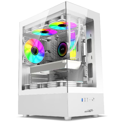 [9867] SENTEY GABINETE GAMER H10 + 5 COOLER ARGB WHITE VIDRIO TEMPLADO 6100-ARGB-SFWHITE