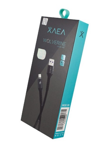 [9875] XAEA CABLE USB MOD95 WOLVERINE - XAEA - USB A TIPO C - 4.4 AMP - NEGRO
