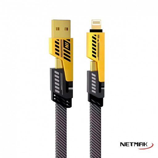 [9994] NETMAK CABLE 4 EN 1 TIPO C + USB + LIGHTNING NM-123