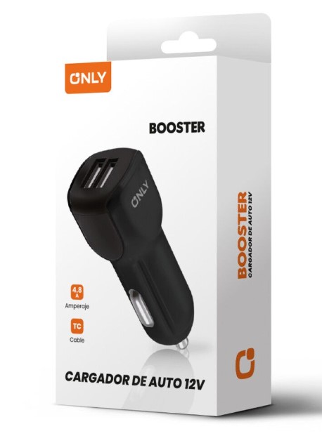 ONLY BOOSTER CARGADOR 12V MODS-500 2 USB + CABLE TIPO C NEGRO