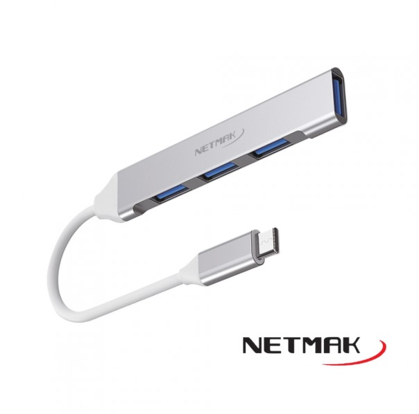 NETMAK NM-AC09 HUB USB TIPO C A 3 PUERTOS USB 2.0 +1 USB 3.0
