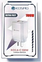 KOSMO CARGADORTURBO PD 100W ULTRA FAST A+C 2 SALIDAS USB Y TIPO C - CARGA RAPIDA